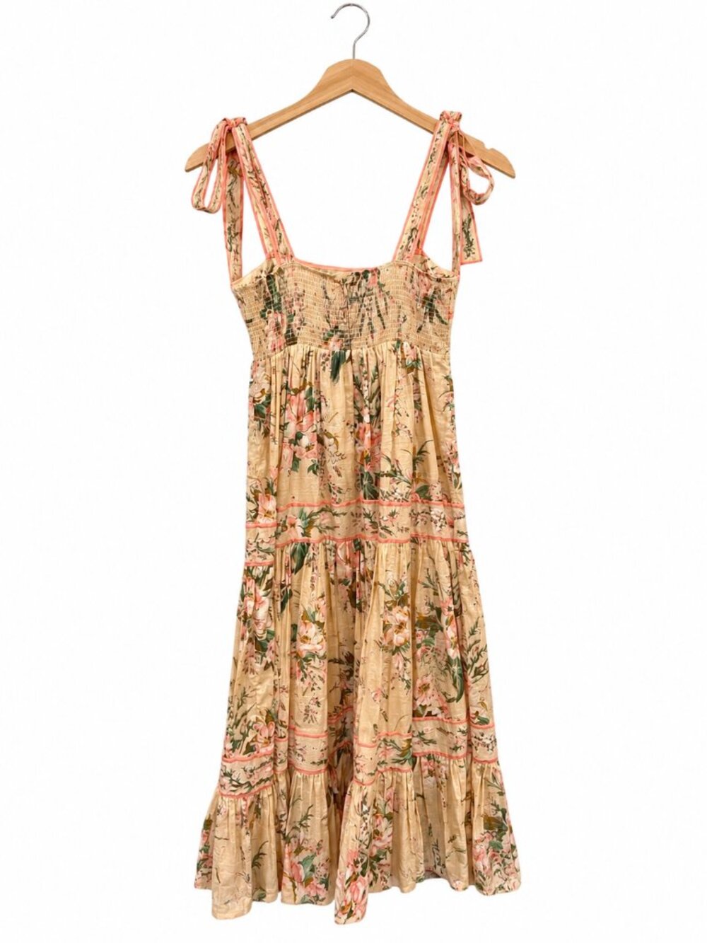 Zimmermann Moonshine Tie Shoulder Floral Maxi Dress Cream Pink Size 2 - Picture 10 of 11